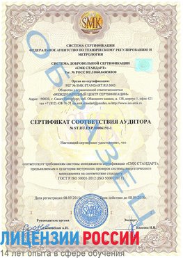 Образец сертификата соответствия аудитора №ST.RU.EXP.00006191-1 Железногорск Сертификат ISO 50001